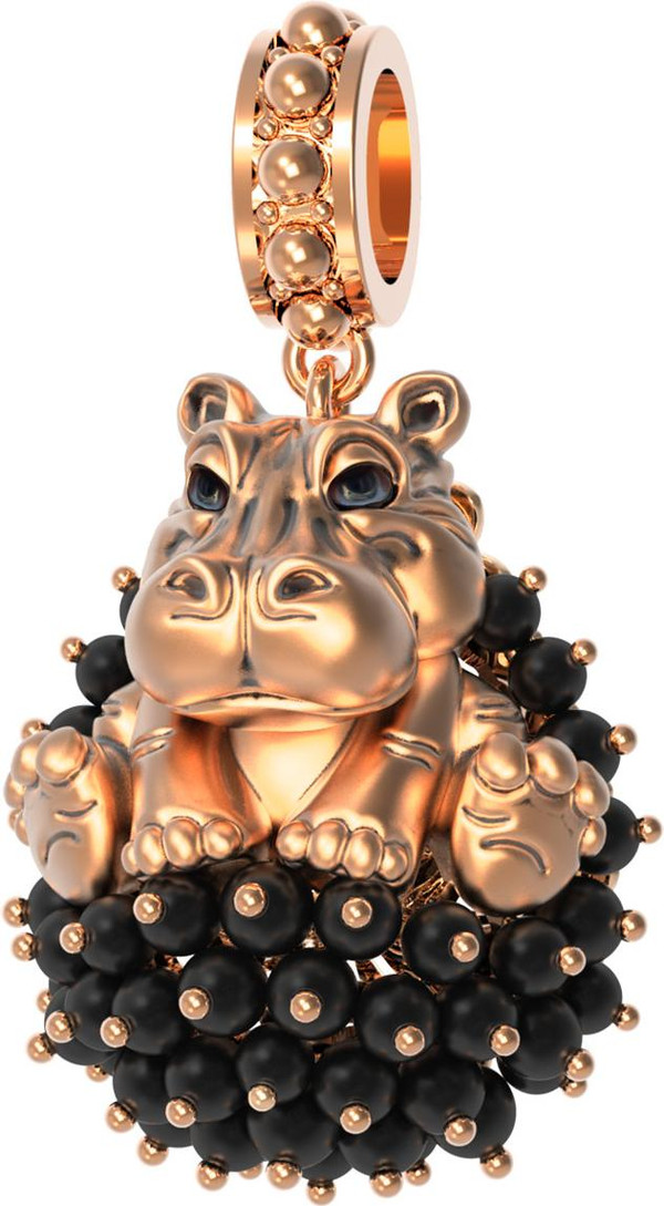 Подвеска из золота c эмалью и ониксом