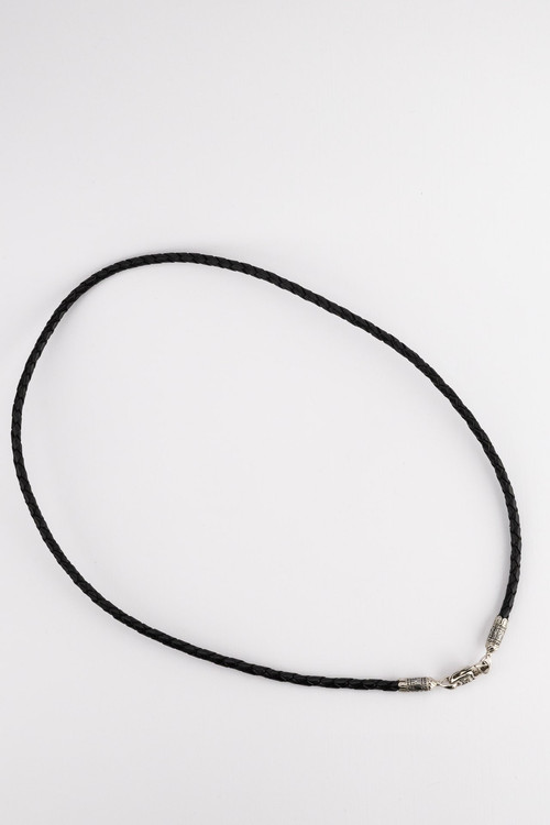 Гайтан из белого золота c кожаным шнурком