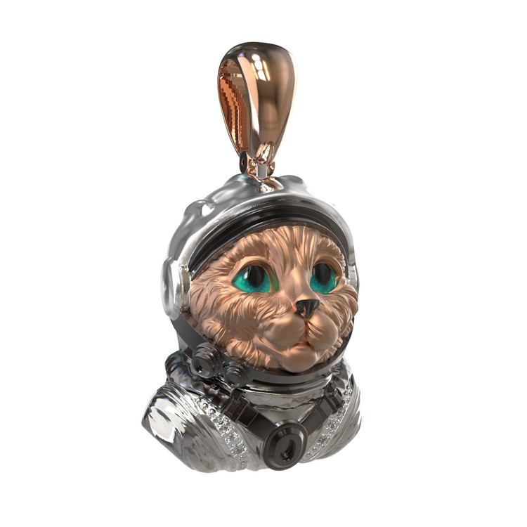 Подвеска из золота c эмалью, бриллиантами и рубином