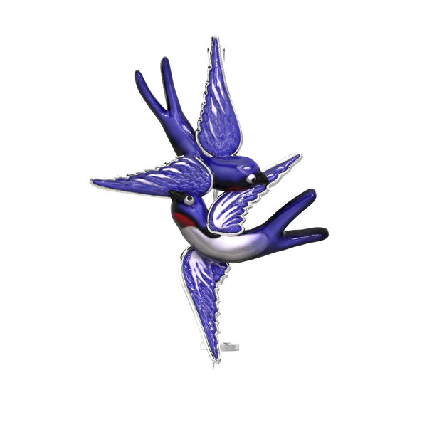 Брошь из белого золота c эмалью