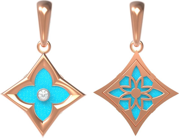 Подвеска из золота c бриллиантами и бирюзой