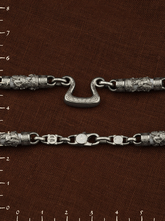 Цепь из белого золота c эмалью и бивнем мамонта