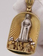 Образок из лимонного золота 585 пробы c эмалью