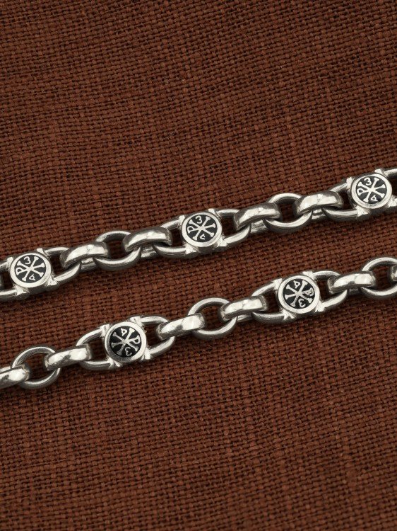 Цепь из белого золота c эмалью