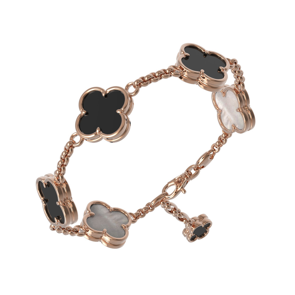 Браслет из золота c ониксом и перламутром