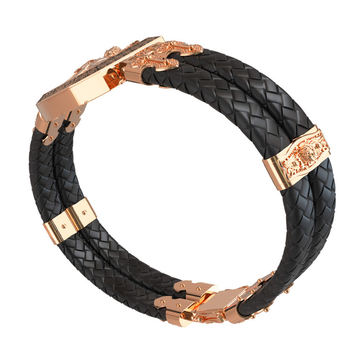 Браслет из золота c эмалью, шнурком и ониксом