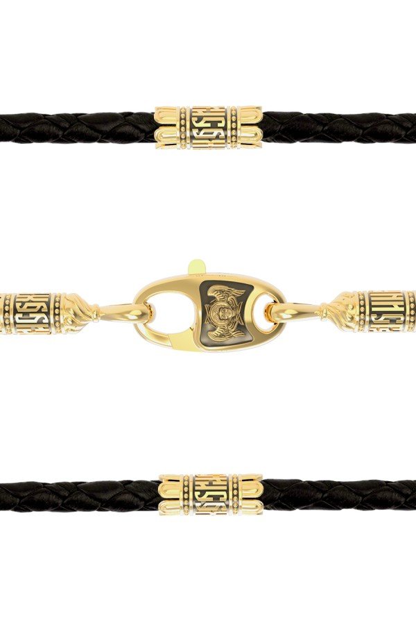 Гайтан из лимонного золота c кожаным шнурком