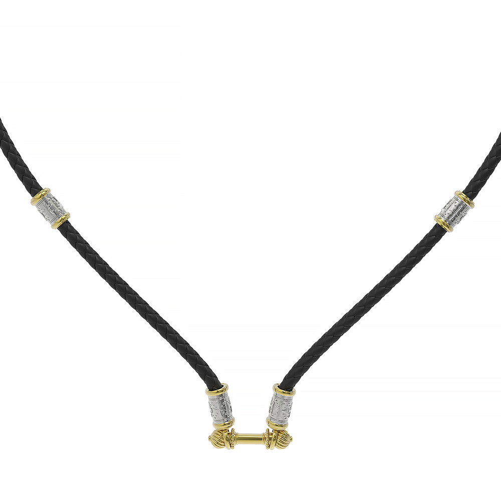 Гайтан из лимонного золота c кожаным шнурком