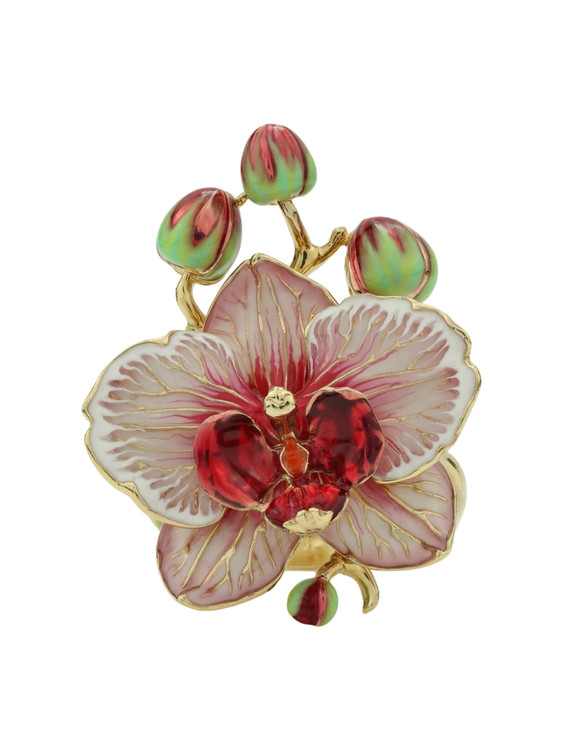 Кольцо из лимонного золота c эмалью