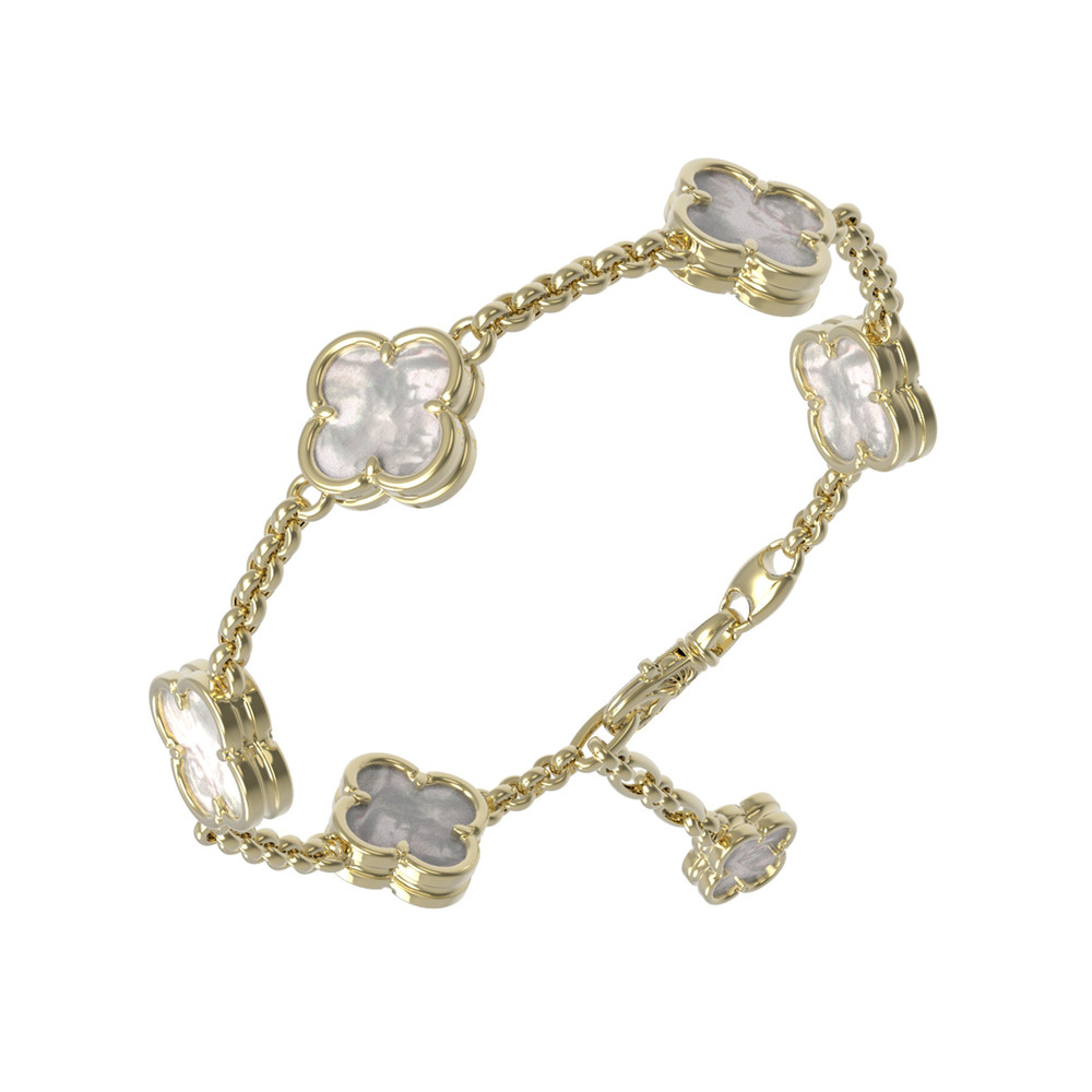 Браслет из лимонного золота c перламутром