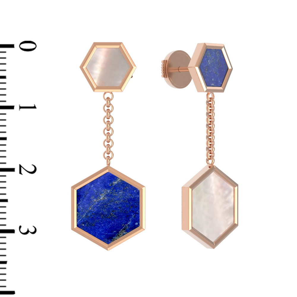 Серьги из золота c лазуритом и перламутром