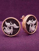 Серьги из золота 585 пробы c эбеновым деревом