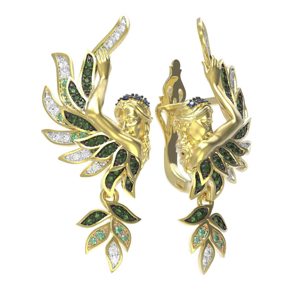 Серьги из лимонного золота c фианитом