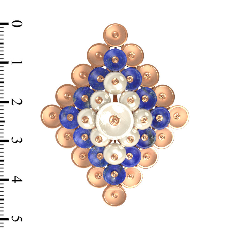 Подвеска из золота c лазуритом и перламутром