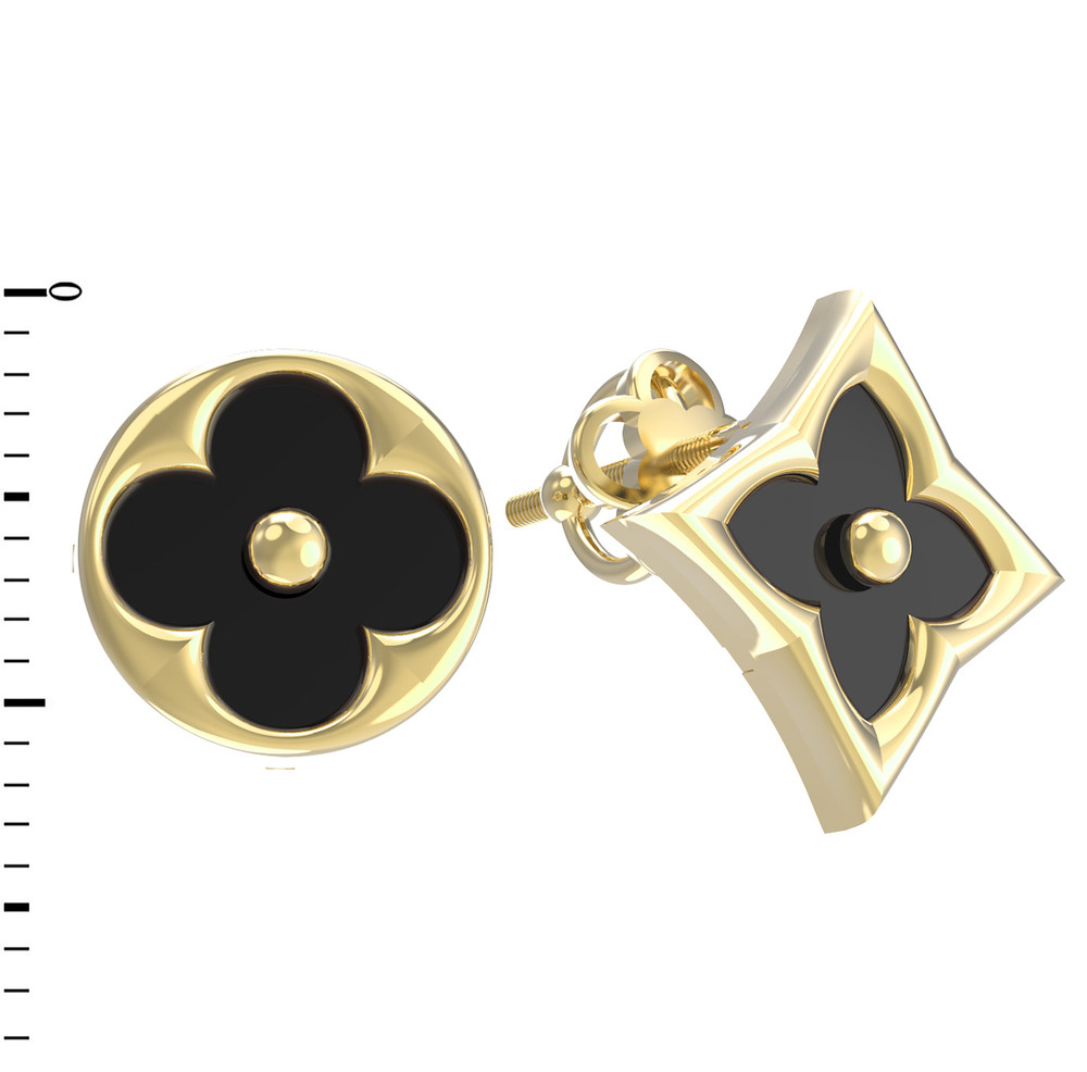 Серьги из лимонного золота c ониксом