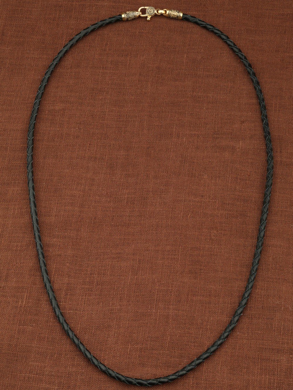 Гайтан из лимонного золота c кожаным шнурком