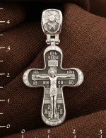 Крест из белого золота 585 пробы c бриллиантами