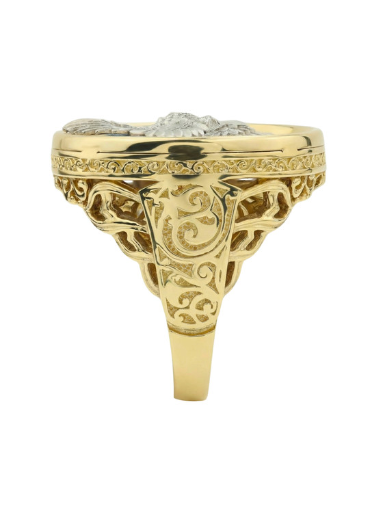 Кольцо из лимонного золота c эмалью