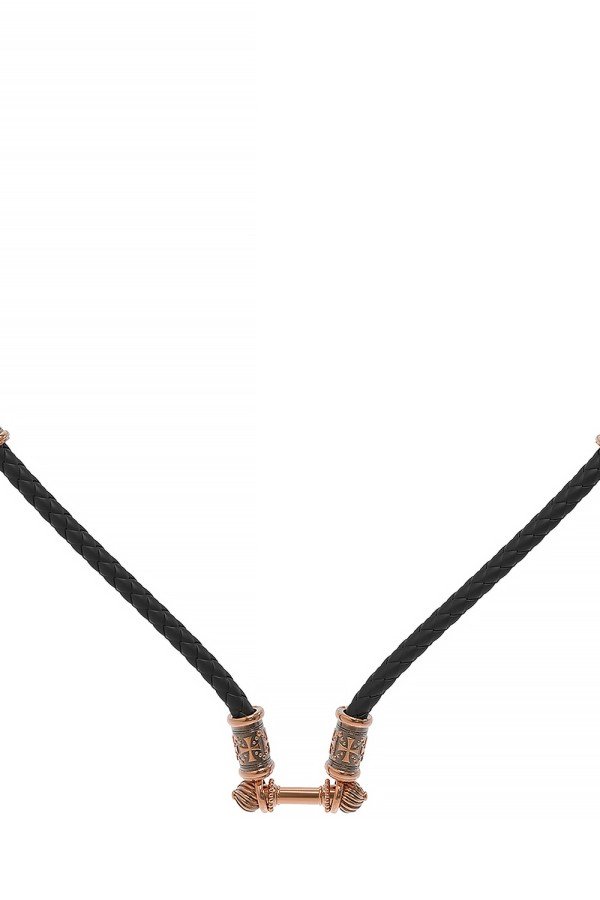 Гайтан из золота c кожаным шнурком