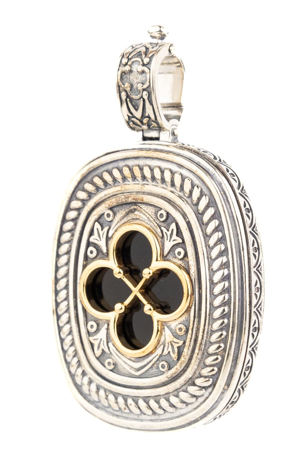 Подвеска из серебра и золота c ониксом и рубином