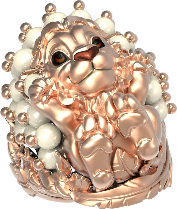 Кольцо из золота c эмалью и жемчугом