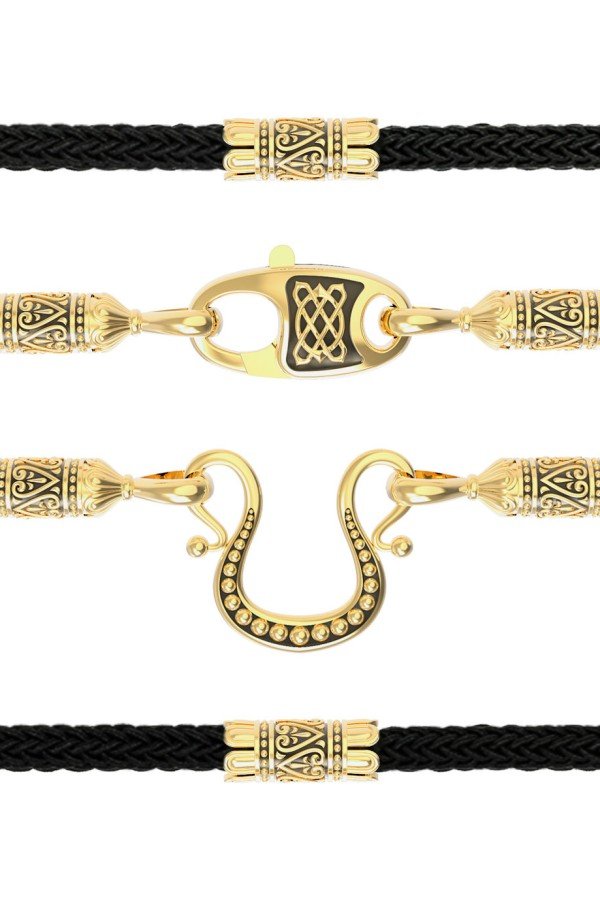 Шнурок шёлковый из лимонного золота c шёлковым шнурком