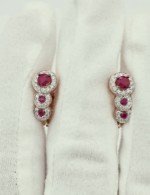 Серьги из золота 585 пробы c бриллиантами и рубином