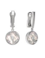 Серьги из белого золота 585 пробы c бриллиантами и перламутром