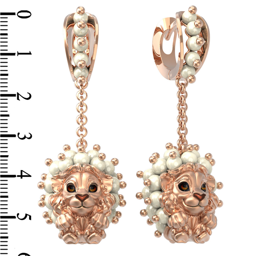 Серьги из золота c эмалью и жемчугом