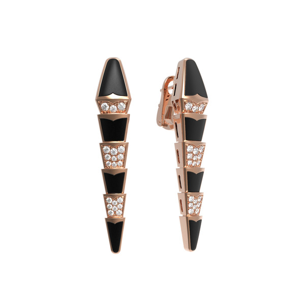 Серьги из золота c бриллиантами и ониксом