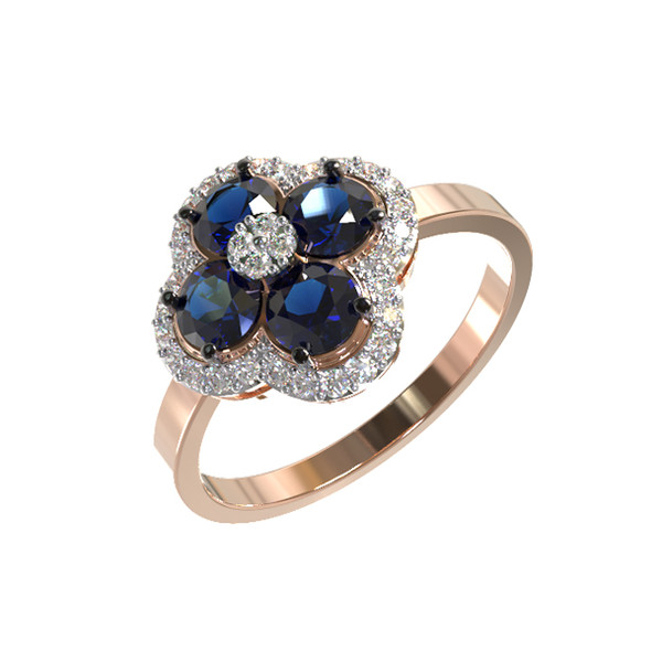 Кольцо из золота c бриллиантами и сапфиром