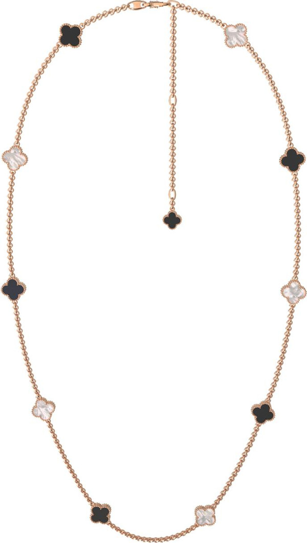 Колье из золота c ониксом и перламутром