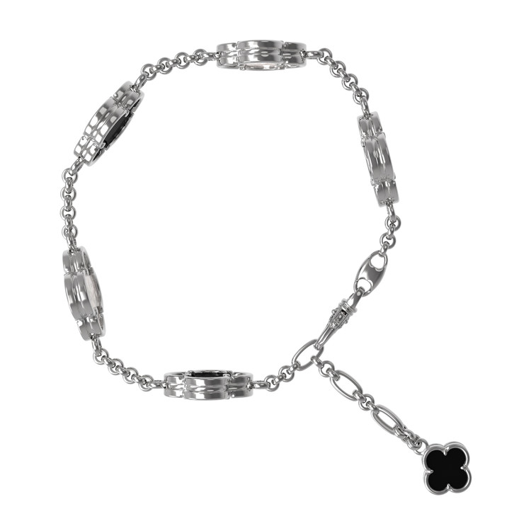 Браслет из белого золота c ониксом и перламутром