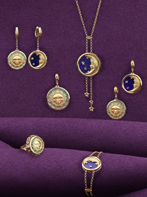 Браслет из лимонного золота c бирюзой и лазуритом