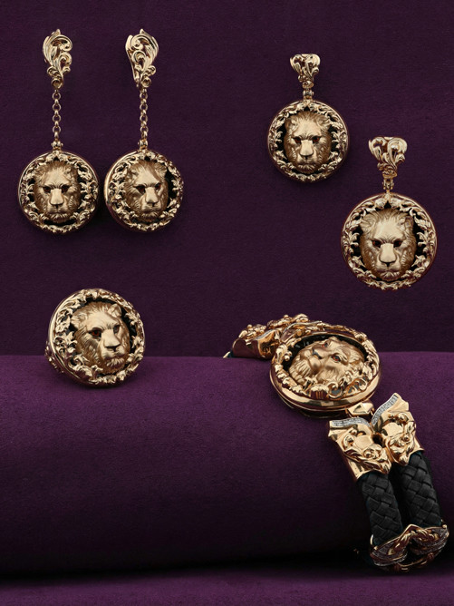 Серьги из золота c эмалью и ониксом