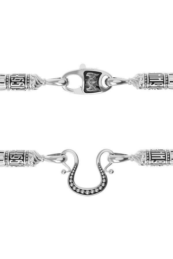 Гайтан из белого золота c кожаным шнурком