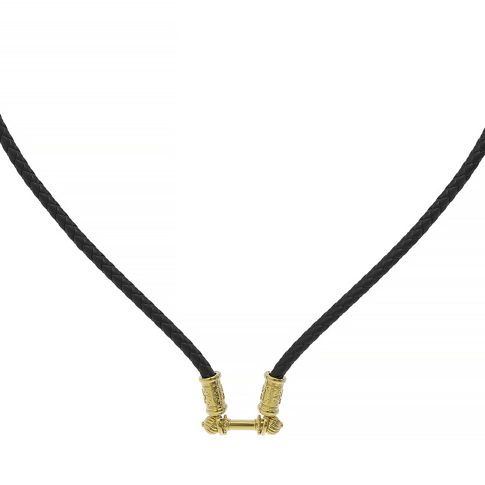 Гайтан из лимонного золота c кожаным шнурком