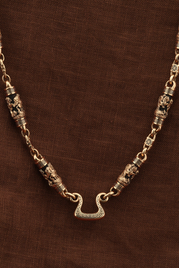 Цепь из золота c эмалью и эбеновым деревом