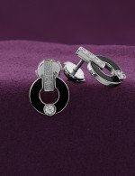 Серьги из белого золота 585 пробы c бриллиантами и ониксом