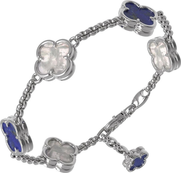 Браслет из белого золота c лазуритом и перламутром