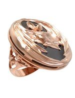 Кольцо из золота 585 пробы c эмалью и ониксом