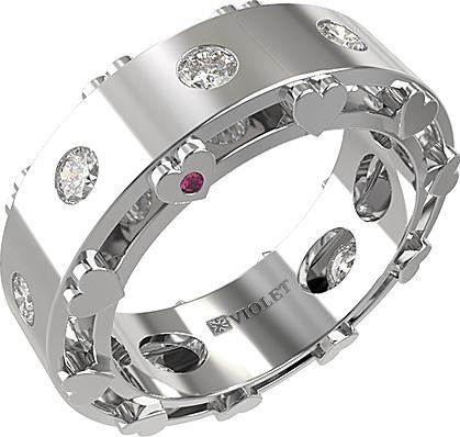 Кольцо из белого золота c бриллиантами и рубином