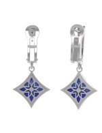 Серьги из белого золота 585 пробы c бриллиантами и лазуритом