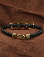 Браслет из лимонного золота 585 пробы c шнурком