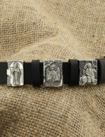 Браслет из серебра 925 пробы c кожаным шнурком