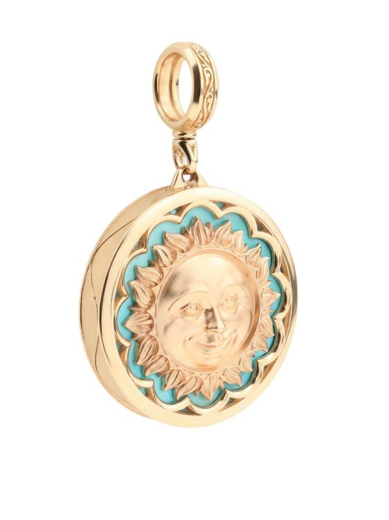 Подвеска из золота c бирюзой и лазуритом