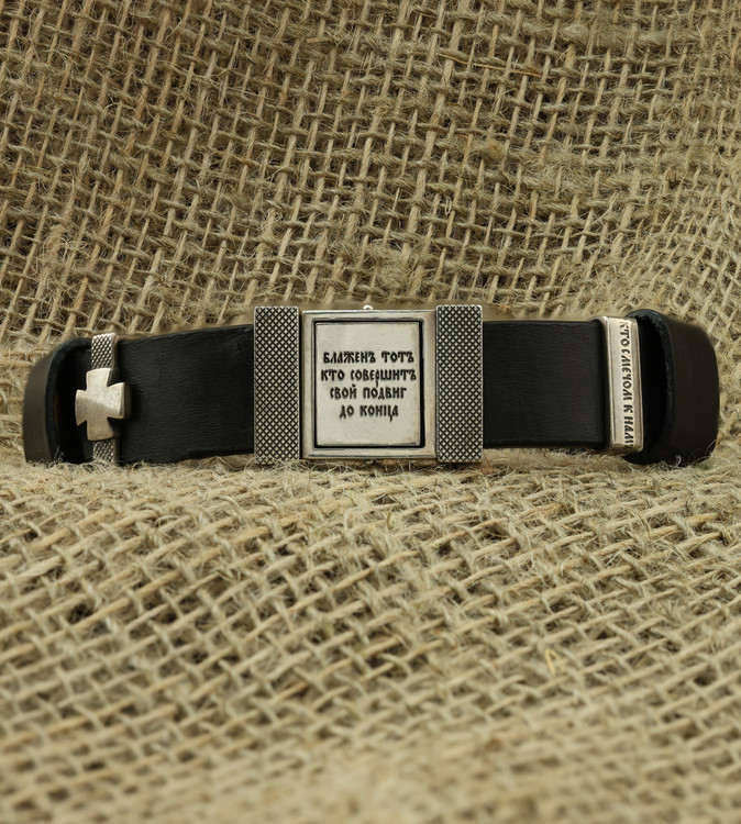 Браслет из серебра и золота c кожаным шнурком