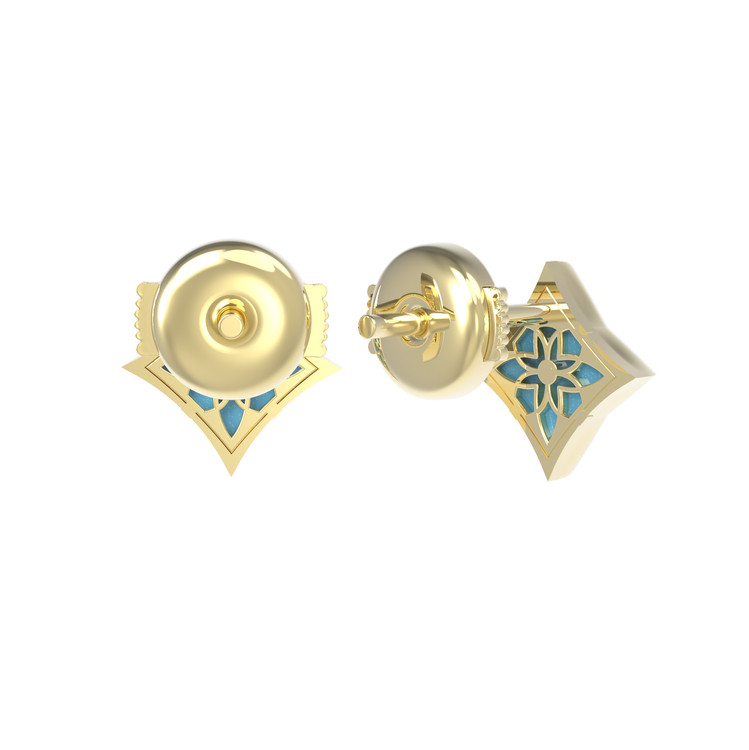 Серьги из лимонного золота c бирюзой