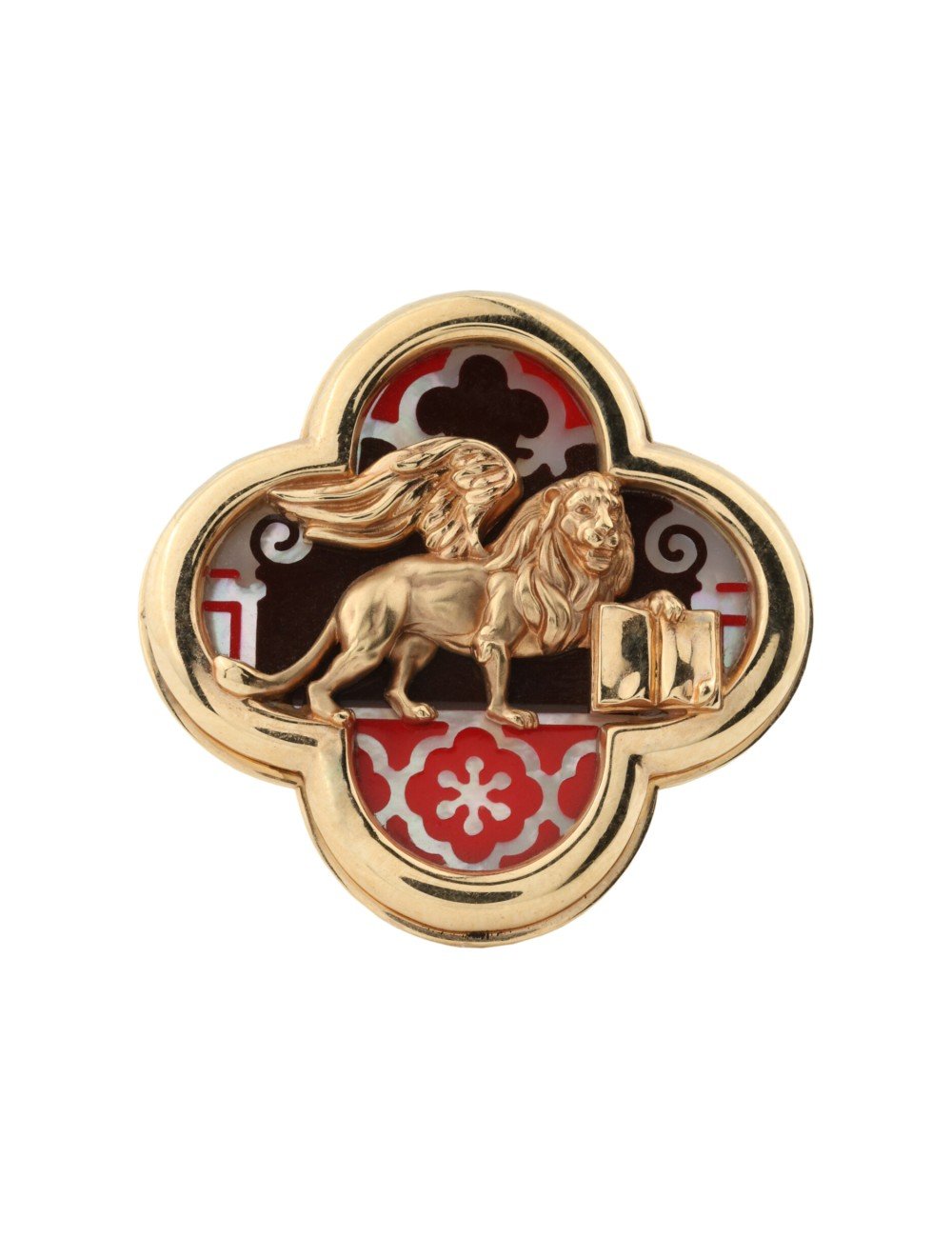 Кольцо из золота 585 пробы c эмалью и перламутром