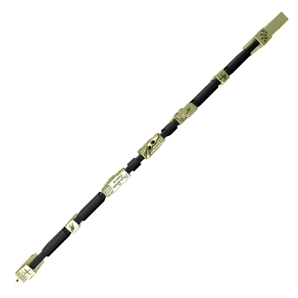 Браслет из зелёного золота c кожаным шнурком